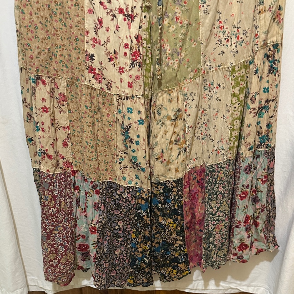Young Threads Floral Patchwork Bohemian pants in Cream and Green - Picture 2 of 11